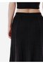 Knitted Detail A-Form Black Knitwear Skirt - 4
