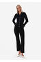 High Waist Spanish Flare Black Knitwear Trousers - 2