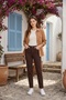 Women's Brown Mom Jeans High Waist Denim Jeans