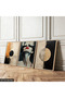 Circular Patterns and Women's Portrait 3 Piece Wooden Framed Painting Act - 2