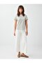 Gray Melange Stripe Patterned Round Neck Short Sleeve Blouse - 2