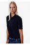 Fine Knit Mine Button Navy Blue Polo Knitwear Top - 3