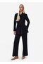 High Waist Wide Leg Navy Blue Knitwear Trousers - 4
