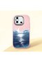 Poco C55 Compatible Shock-Absorbing Camera Protected Pink Silicone Case the Moon Rising from the Sea