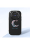 Vivo X300 Compatible Shock-Absorbing Camera Protected Black Silicone Case Moon and Star Pattern