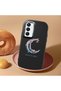 Samsung Galaxy A25 Compatible Shock-Absorbing Camera Protected Black Silicone Case Moon and Star Pattern - 2