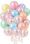 40 Colorful Macaron Balloons and Transparent Balloons with Macaron Confetti - Sequin Balloon - Birthday Decoration