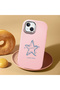 iPhone 13/14 Compatible Shock-Absorbing Camera Protected Pink Silicone Case Star Pattern - 3