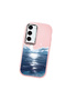 Samsung Galaxy S23 Compatible Shock-Absorbing Camera Protected Pink Silicone Case the Moon Rising from the Sea - 3