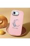 iPhone 16E Compatible Shock-Absorbing Camera Protected Pink Silicone Case Moon and Star Pattern - 2