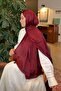 Chain Pattern Ayrobin Floral Jacquard Shawl Claret Red - 4