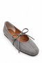 Aster Women's Suede Gray Bow Detailed Blunt Toe Orthopedic Pad Supported Daily Ballet Shoes - 2