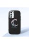 Samsung Galaxy A54 Compatible Shock-Absorbing Camera Protected Black Silicone Case Moon and Star Pattern