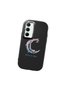 Samsung Galaxy A35 Compatible Shock-Absorbing Black Silicone Case with Camera Protection Moon and Star Pattern - 3