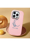iPhone 15 Pro Compatible Shock-Absorbing Camera Protected Pink Silicone Case Moon and Star Pattern - 3