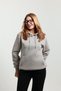 Women's 3 Thread Soft Puff Fabric Hooded Stone Color Sweatshirt with Kangaroo Pocket - 2