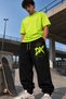 Men's Oversize Sweatpants Neon Printed Loose Elastic Cuffs Streetwear Jogger
