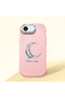 iPhone 16E Compatible Shock-Absorbing Camera Protected Pink Silicone Case Moon and Star Pattern