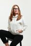 Women's 3 Thread Soft Puff Fabric Hooded White Sweatshirt with Kangaroo Pocket - 5