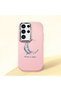 Samsung Galaxy S23 Ultra Compatible Shock-Absorbing Camera Protected Pink Silicone Case Moon and Star Pattern