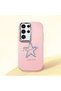 Samsung Galaxy S23 Ultra Compatible Shock-Absorbing Camera Protected Pink Silicone Case Star Pattern