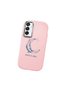 Samsung Galaxy M15 Compatible Shock-Absorbent Camera Protected Pink Silicone Case Moon and Star Pattern - 3