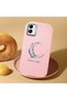 Samsung Galaxy A04E Compatible Shock-Absorbent Camera Protected Pink Silicone Case Moon and Star Pattern - 2