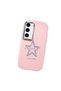 Samsung Galaxy S23 Compatible Shock-Absorbing Camera Protected Pink Silicone Case Star Pattern - 3
