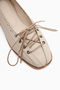 Romy Genuine Leather Beige Lace-Up Women's Ballerinas - 3
