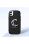 Samsung Galaxy A03 Compatible Shock-Absorbing Camera Protected Black Silicone Case Moon and Star Pattern