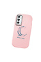 Samsung Galaxy A34 Compatible Shock-Absorbing Camera Protected Pink Silicone Case Moon and Star Pattern - 3