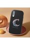 Samsung Galaxy A50/A50S/A30S Compatible Shock-Absorbent Camera Protected Black Silicone Case Moon and Star Pattern - 2