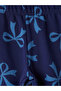 Navy Blue Spanish Style Bow Printed Girls' Leggings 2-Piece Set - 4