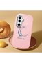 Samsung Galaxy S24 Fe Compatible Shock-Absorbing Camera Protected Pink Silicone Case Moon and Star Pattern - 2