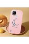 Realme C21 Compatible Shock-Absorbing Camera Protected Pink Silicone Case Moon and Star Pattern - 2
