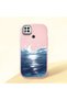 Redmi 9C/10A Compatible Shock-Absorbing Camera Protected Pink Silicone Case the Moon Rising from the Sea