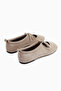Ninva Genuine Leather Beige Bow Lace-Up Women's Ballerinas - 6
