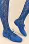 Aster Women's Suede Blue Bow Detailed Blunt Toe Orthopedic Pad Supported Daily Ballet Shoes - 8