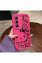 Infinix Hot 60 Pro Compatible Pink Red Silicone Leopard Pattern Kitty Case Shockproof Camera Protection