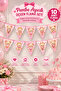 Pink Teddy Bear Themed 10-Piece Triangle Pennant Birthday Decoration