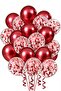 10 Pieces Metallic Red Balloons and Transparent Balloons with Red Confetti - Sequin Balloon - Birthday Decoration