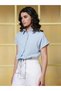 Shirt Collar Waist Tie-Ups Raglan Sleeves Shirt Style Top - 6