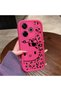 Redmi 13/13X Compatible Pink Red Silicone Leopard Pattern Kitty Case Shockproof Camera Protection