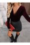 Women's long sleeve velvet blouse with turn-down collar and lace detailing on the back - 3