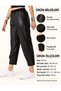 Women's Arksı Combed Cotton Front Leather Elastic Waist Black Trousers Comfortable Fit 38/46 - 5