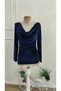 Women's long sleeve velvet blouse with turn-down collar and lace detailing on the back - 4