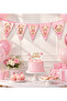 Pink Teddy Bear Themed 10-Piece Triangle Pennant Birthday Decoration - 2
