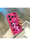 For Realme C63 4G/C61 Compatible Pink Red Silicone Heart Mask Pattern Case Shockproof Camera Protection - 4