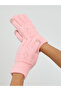 Pink Textured Knit Gloves