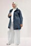 53021 Plus Size Denim Jacket with Stone Print Detail on the Front - Snow Wash Blue - 4